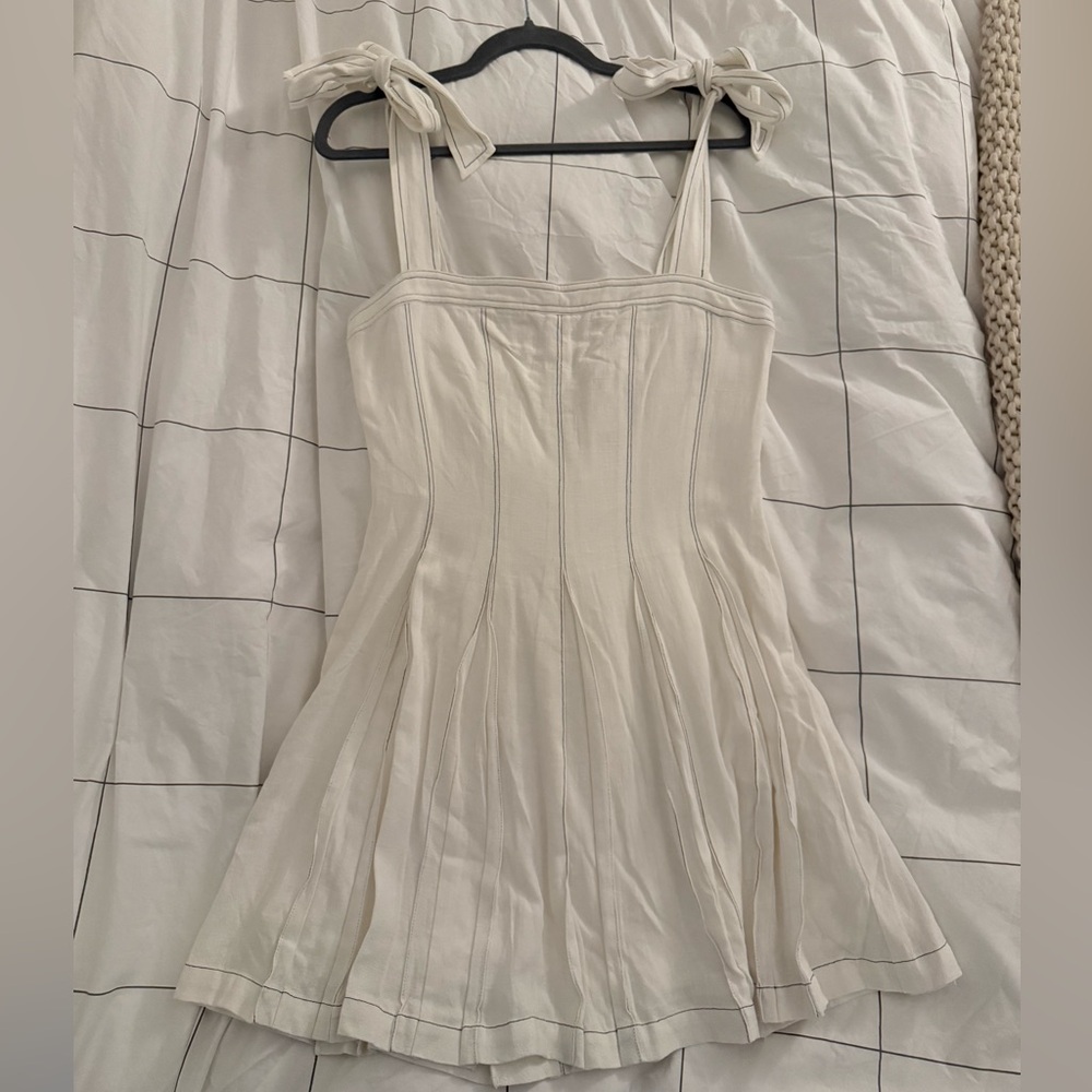 Chic Cream Tie-Strap Mini Dress
